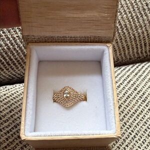 Elegant 14k Gold plated brass Ring with Crystal Accent
